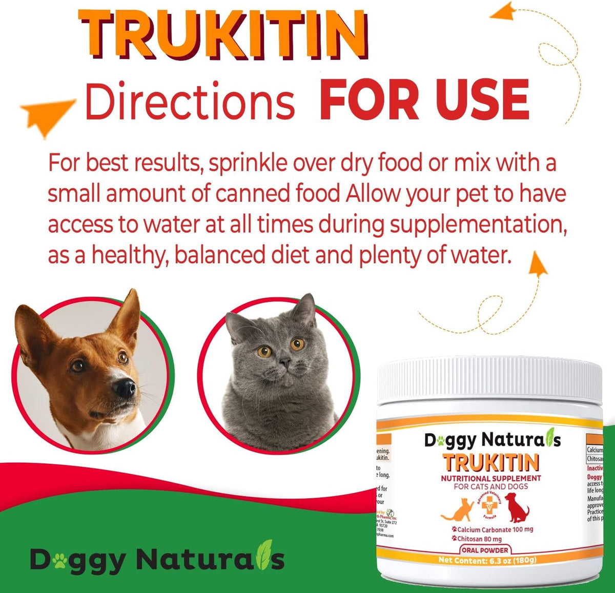 Authentic Trukitin kidney support powder showing the aluminum hydroxide free claim.
