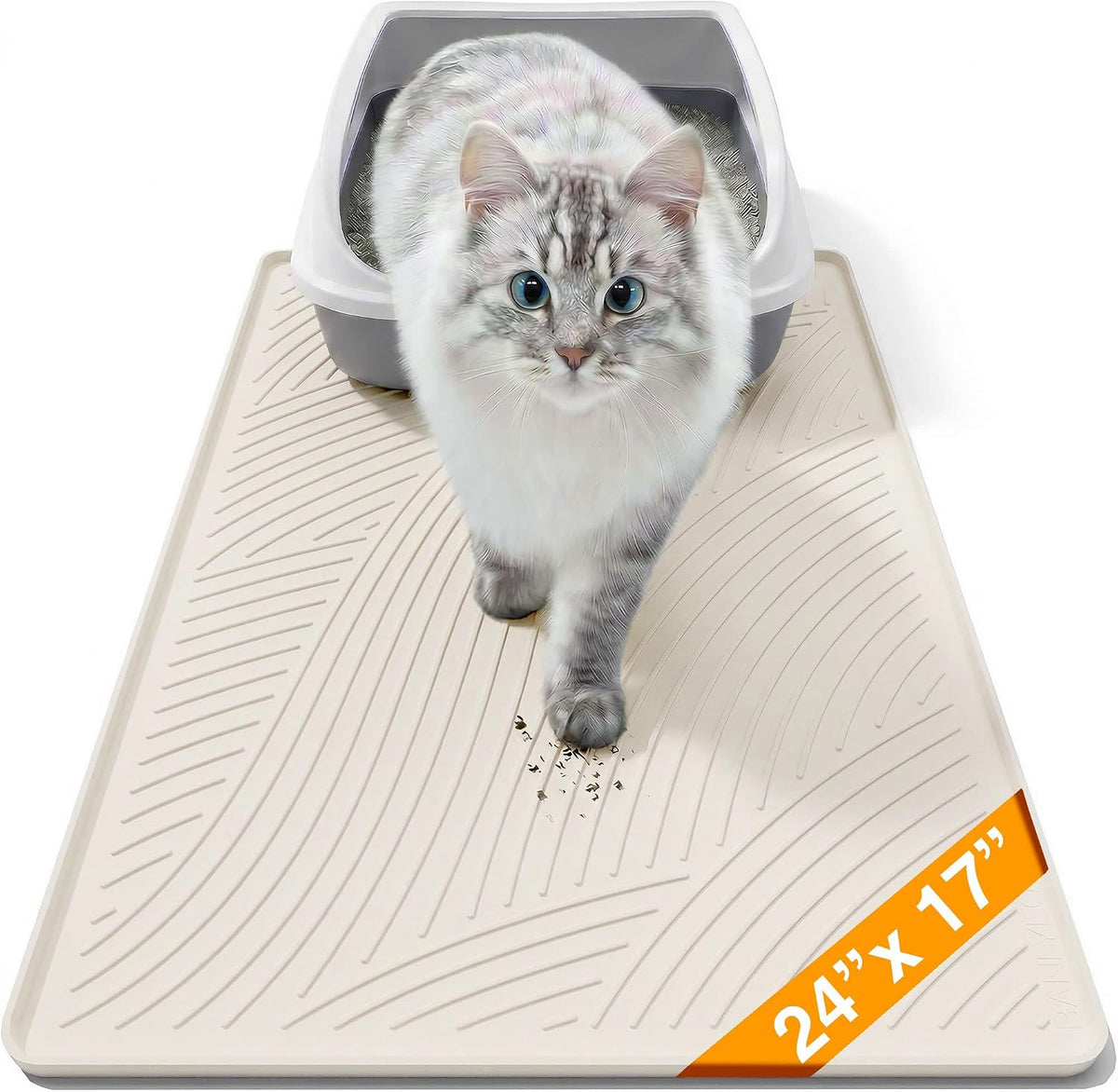 Cat Litter Box Mat - L Large Size 34 x 22 in, Water Proof, Kitty Litter Trapping Mat, Easy to Clean, Scatter Control, Odorless, Pet Supplies for Indoor Cats, Warm Beige - Image 14