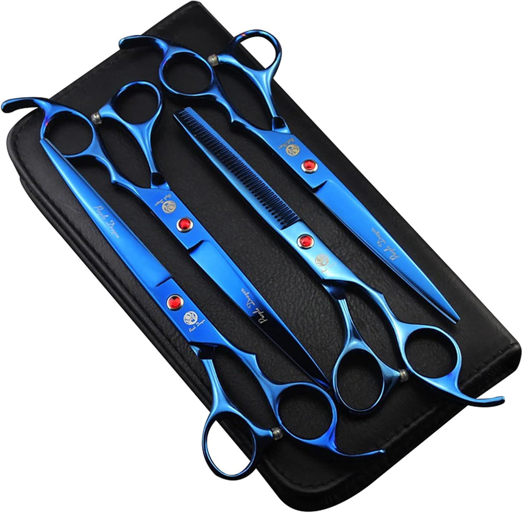 Purple Dragon Professional 7.0 inch 4PCS Pet Grooming Scissors Kit Japan Premium Steel Straight & Curved & Thinning Blade Dog Hair Cutting Shears Set with Case - Image 14
