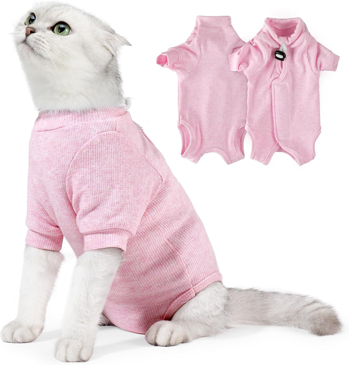Johnbolin anti licking cat surgical clothes showing secure comfortable sleeve fit