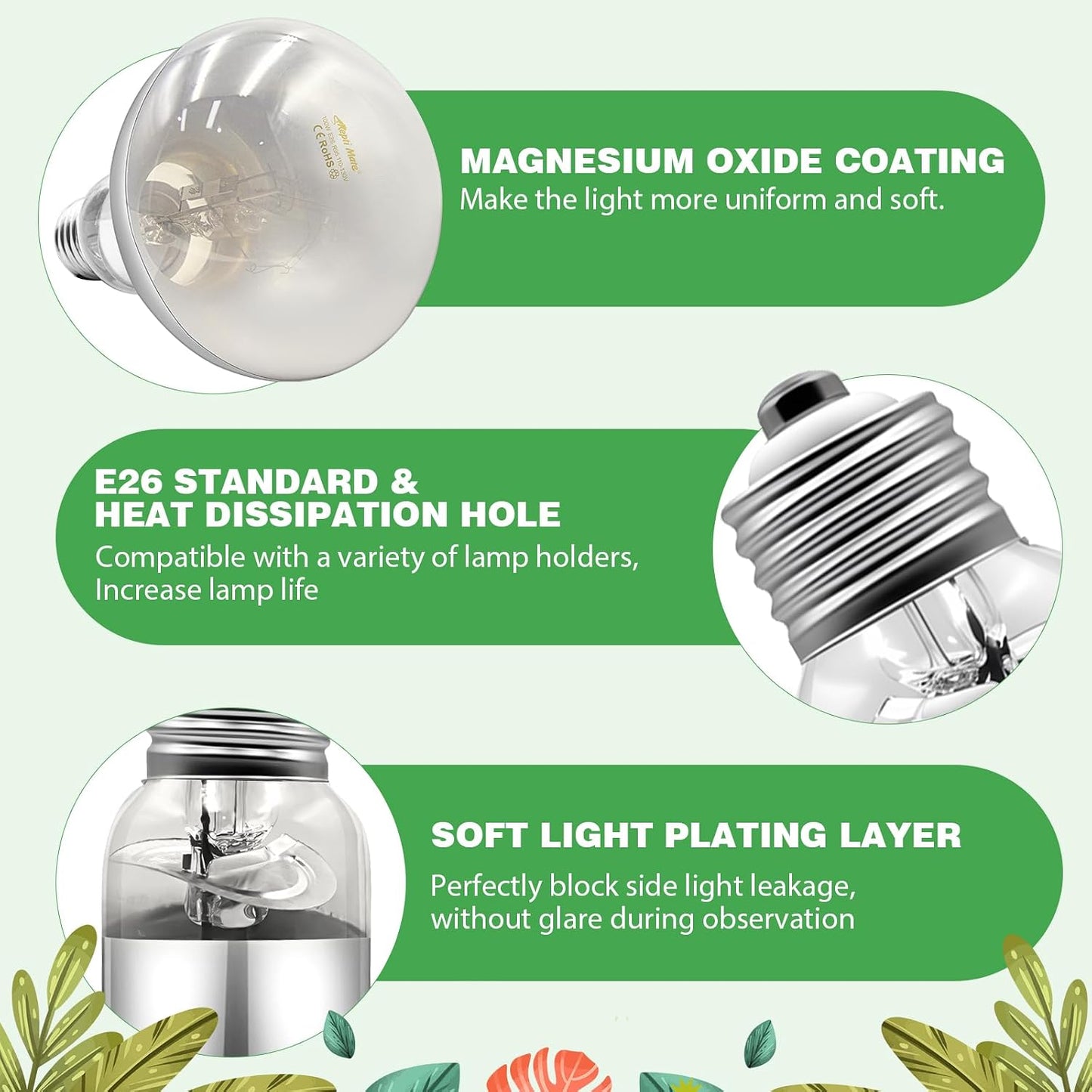 Repti Zoo premium reptile habitat accessories showcasing two full spectrum bulbs
