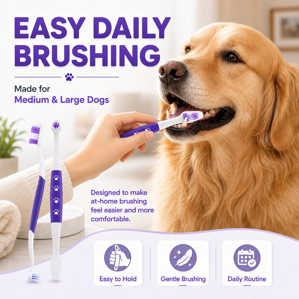 Side view of Vvhomife dog toothbrush bristles
