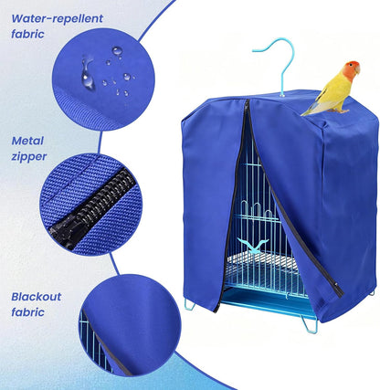 Light proof windproof bird cage cover demonstrating easy door access using zipper