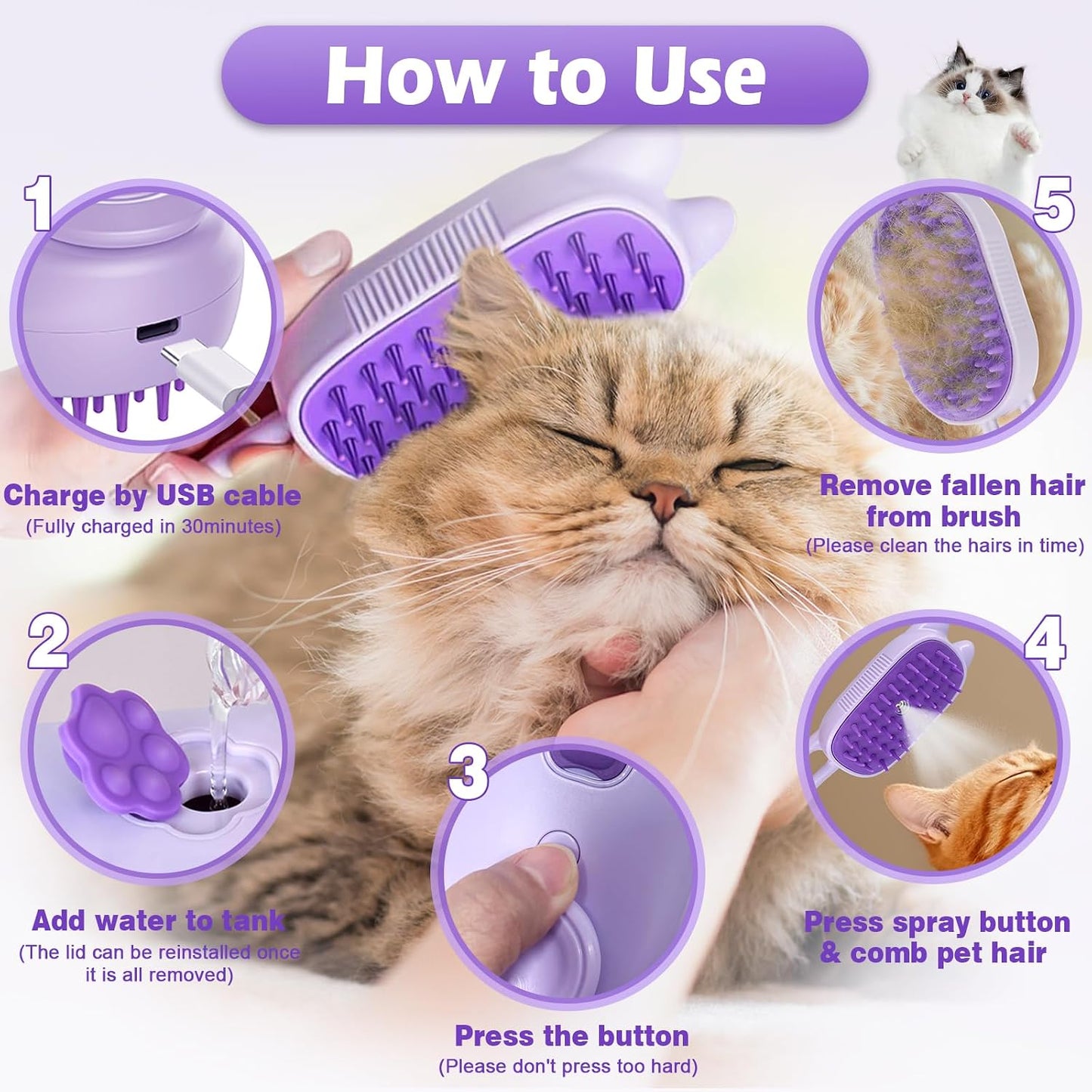 Using Cintoko steam brush on a cat