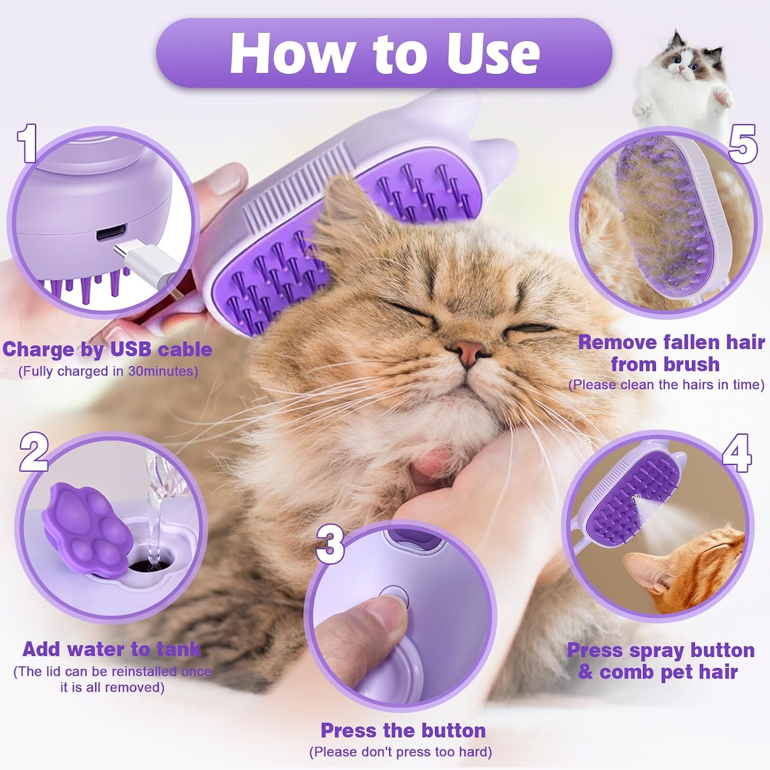 Using Cintoko steam brush on a cat