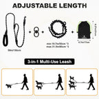 LEOSASA three in one multiple pet walking lead with shock absorbing bungee lines.