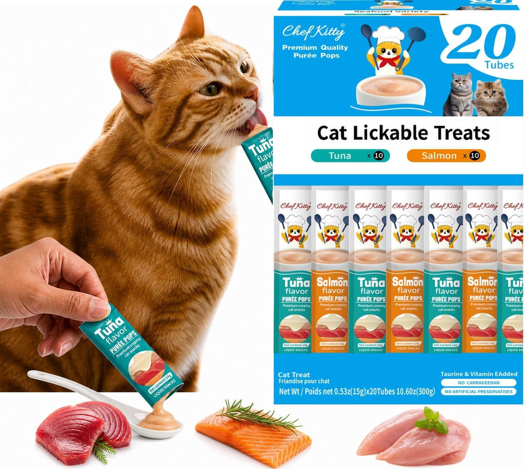 Cat Treats Lickable | Grain-Free Cat Food Toppers, High Protein | Creamy Puree Squeeze Ups with Vitamin E & Taurine, Digestible Formula | 0.5 oz. Each Tube, Chicken & Seafood Mix Variety | 45 Tubes - Image 14