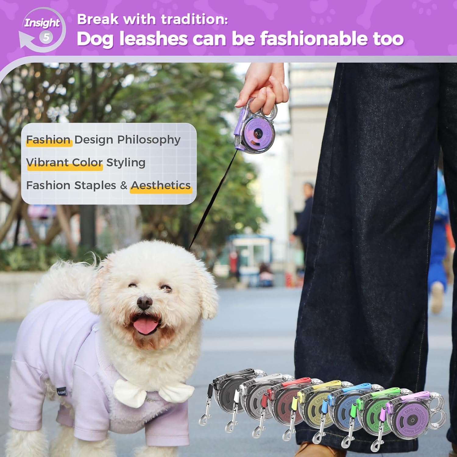 Gluckelk purple and transparent leash design