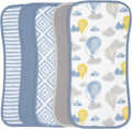 Featherhead 5-Pack Muslin Burp Cloths blue balloons front view