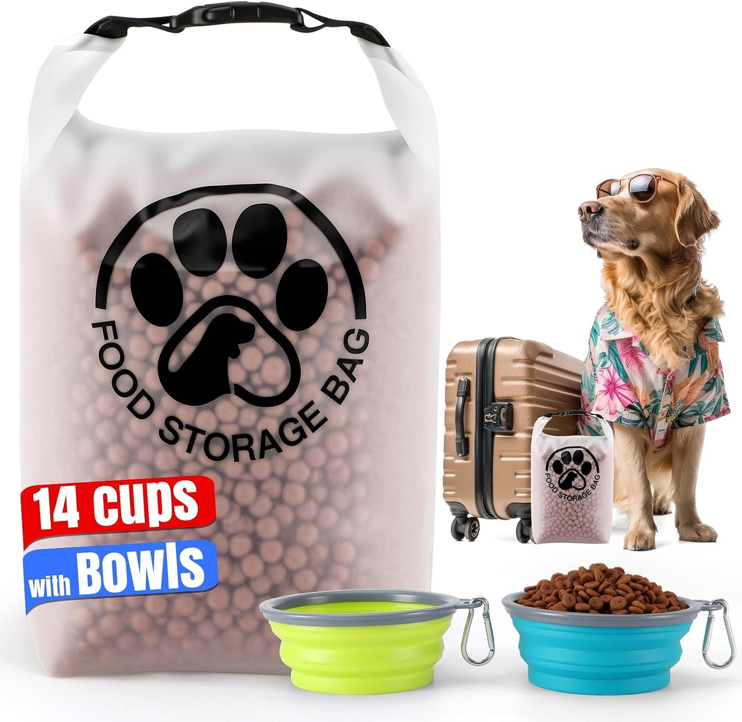 Pet Food Storage Bag for Travel - Transparent Leak-Proof Dog Food Container with Roll-Top Closure, Keeps Kibble Fresh for Camping Trip, Dog Boarding, Weekend Getaways (14 Cups) - Image 9