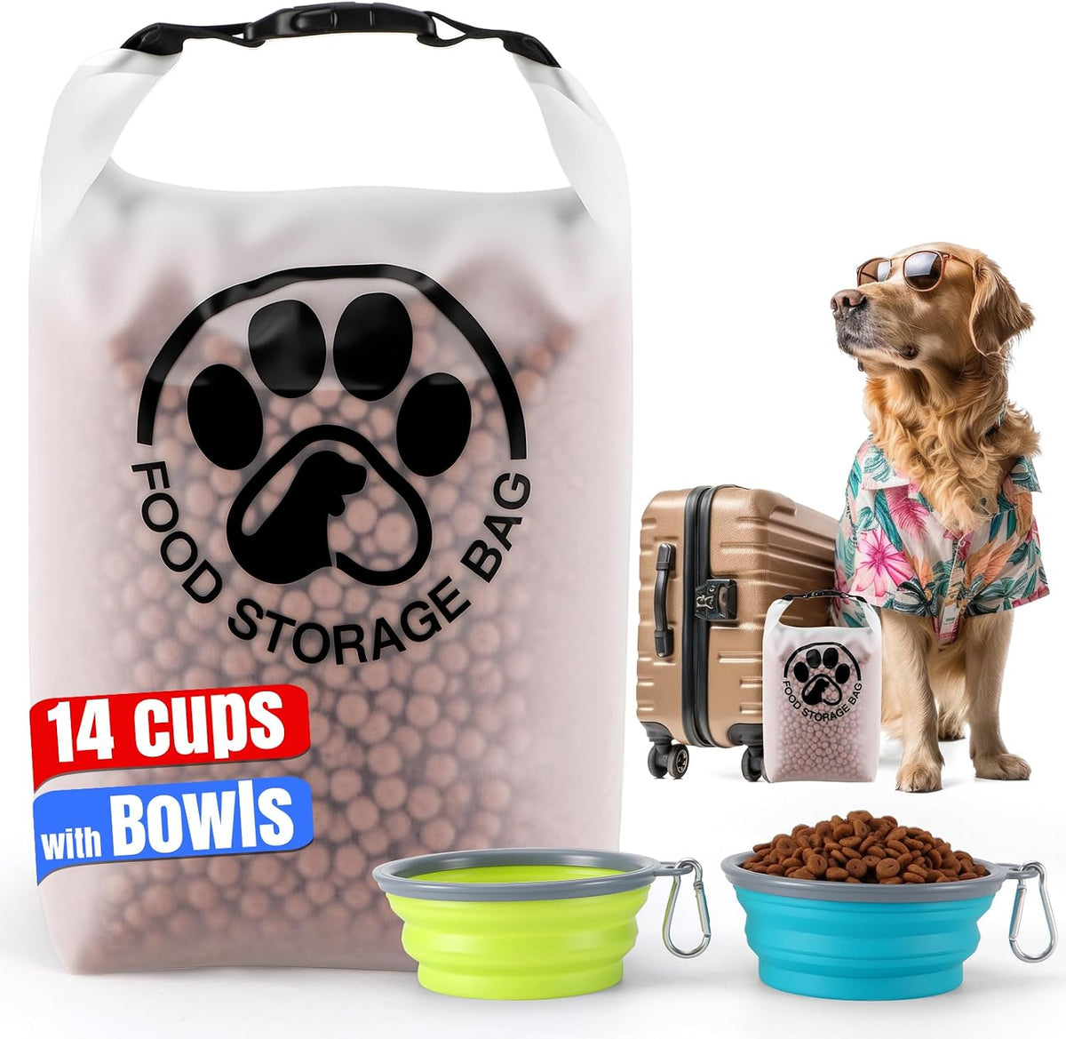 Pet Food Storage Bag for Travel - Transparent Leak-Proof Dog Food Container with Roll-Top Closure, Keeps Kibble Fresh for Camping Trip, Dog Boarding, Weekend Getaways (14 Cups) - Image 9