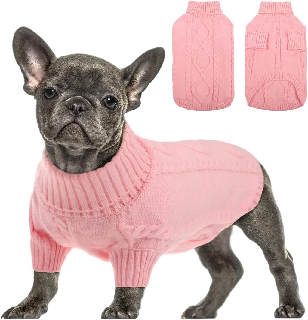Queenmore small dog pullover sweater front view premium winter pet apparel