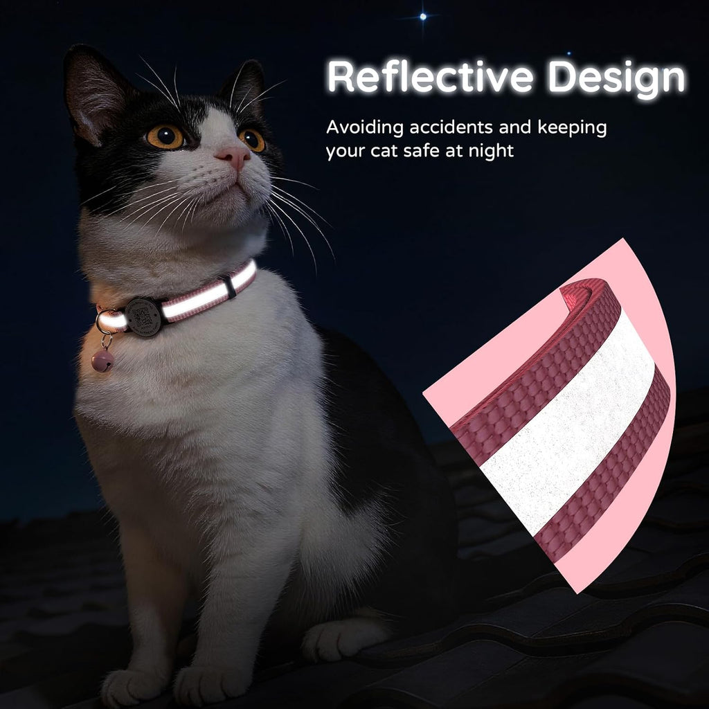 Side view of the lightweight and scratch-resistant pink nylon material used in the ILFINDYOU kitten collar.