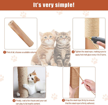 DIY cat tree refurbishment using natural hemp rope