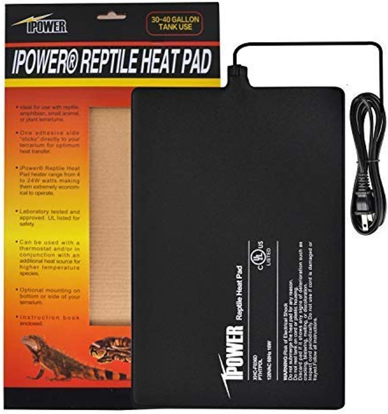 iPower Reptile Heat Pad 4W Under Tank Terrarium Warmer Heating Mat for Turtles Lizards Frogs and Other Small Animals, 4x7 Inch - Image 9