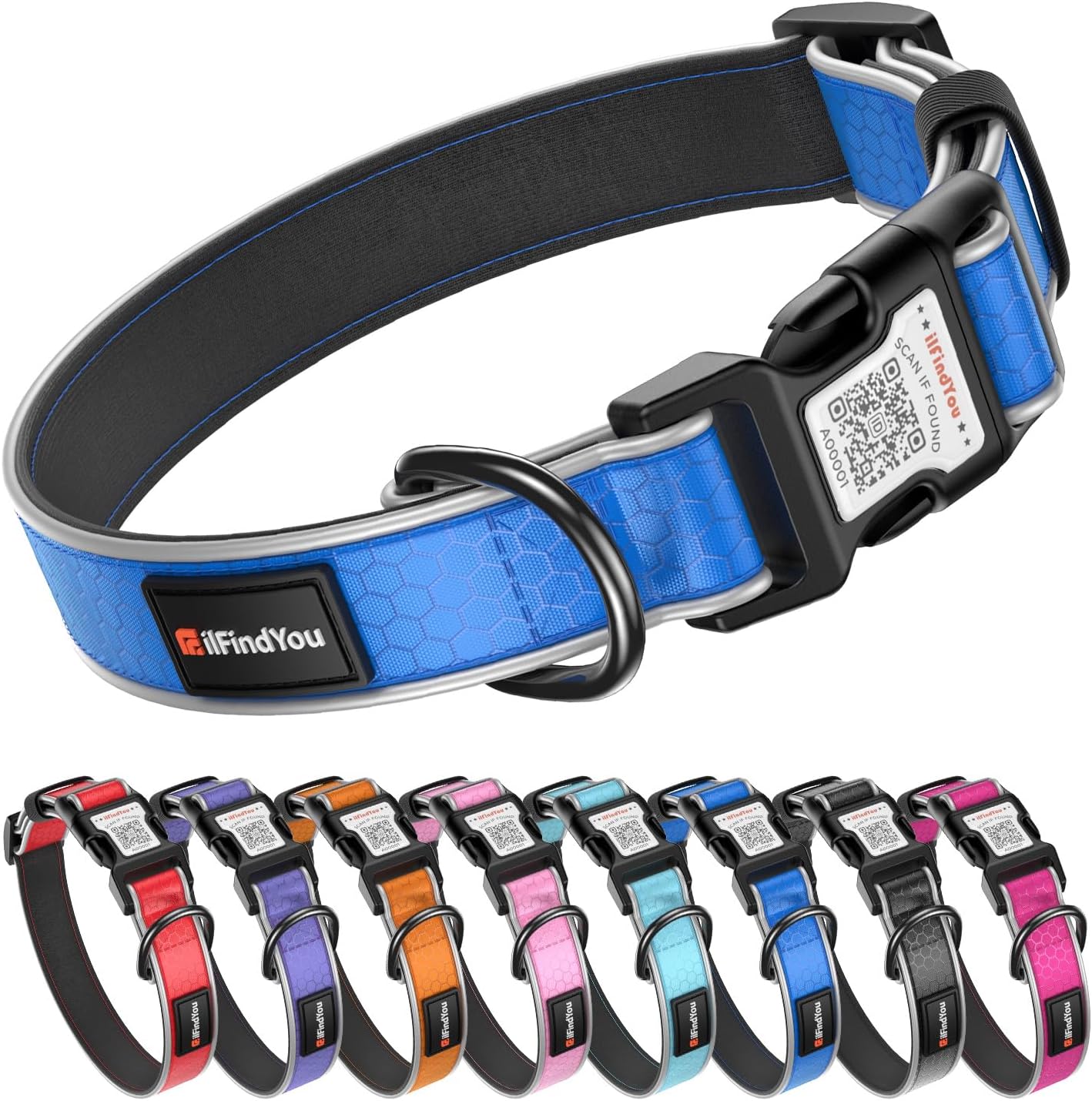 Reflective Dog Collar with QR Code Tag, Personalized Dog Collar, Safety Night Visibility, Anti-Loss Function (Pink-02, Large) - Image 14
