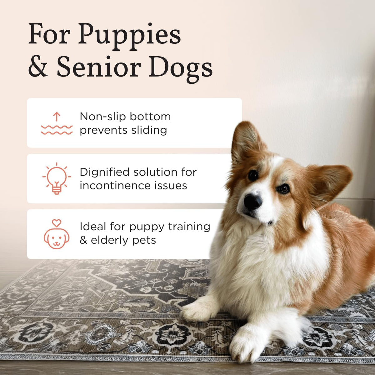 Close up of Lovewag Pets waterproof dog pee pad surface