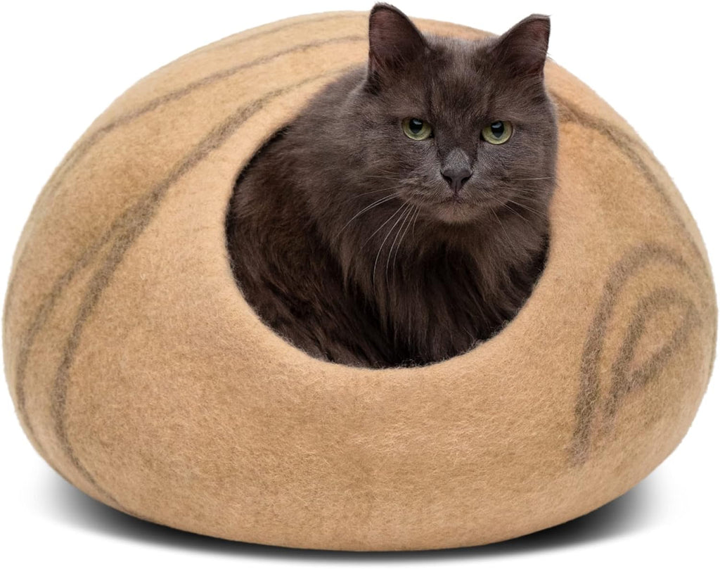 Top down view of Meowfia felt cat cave entrance