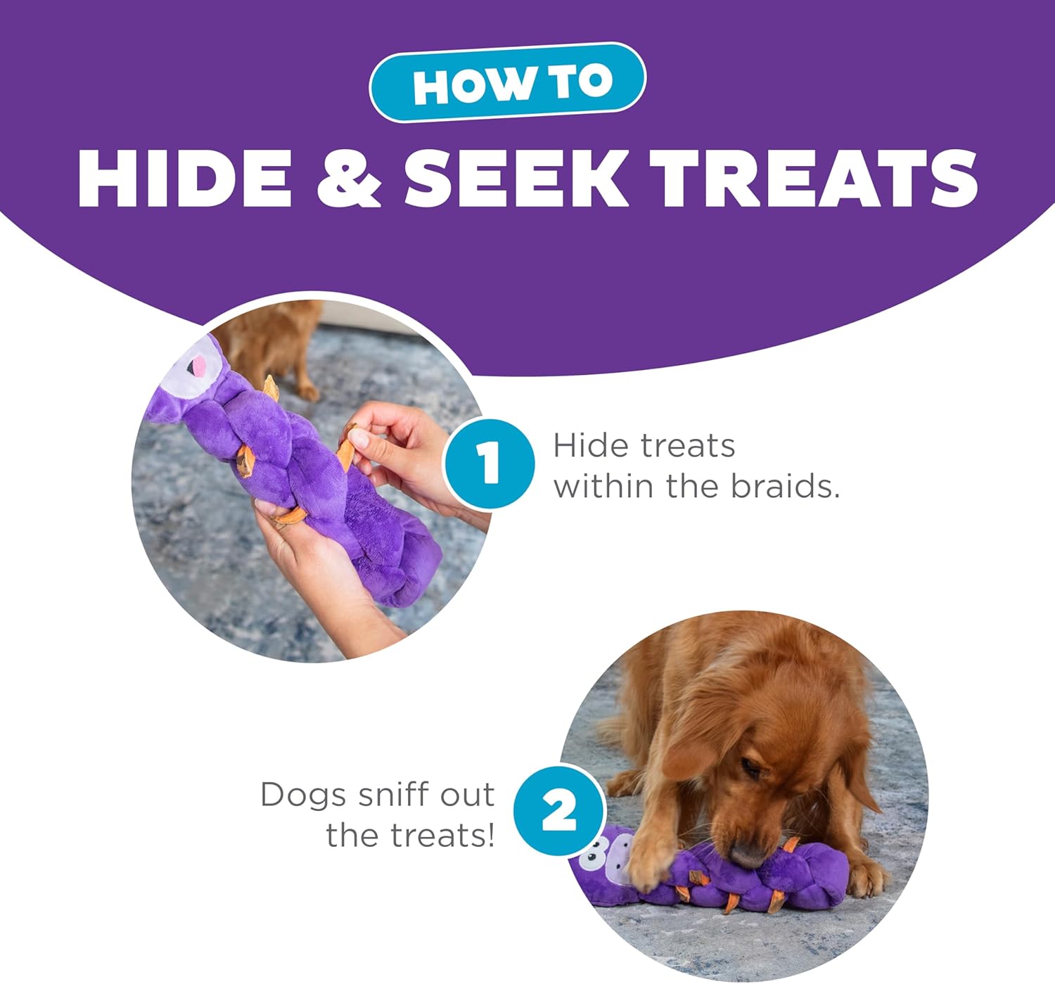 Dog playing with Outward Hound Twistiez interactive plush toy