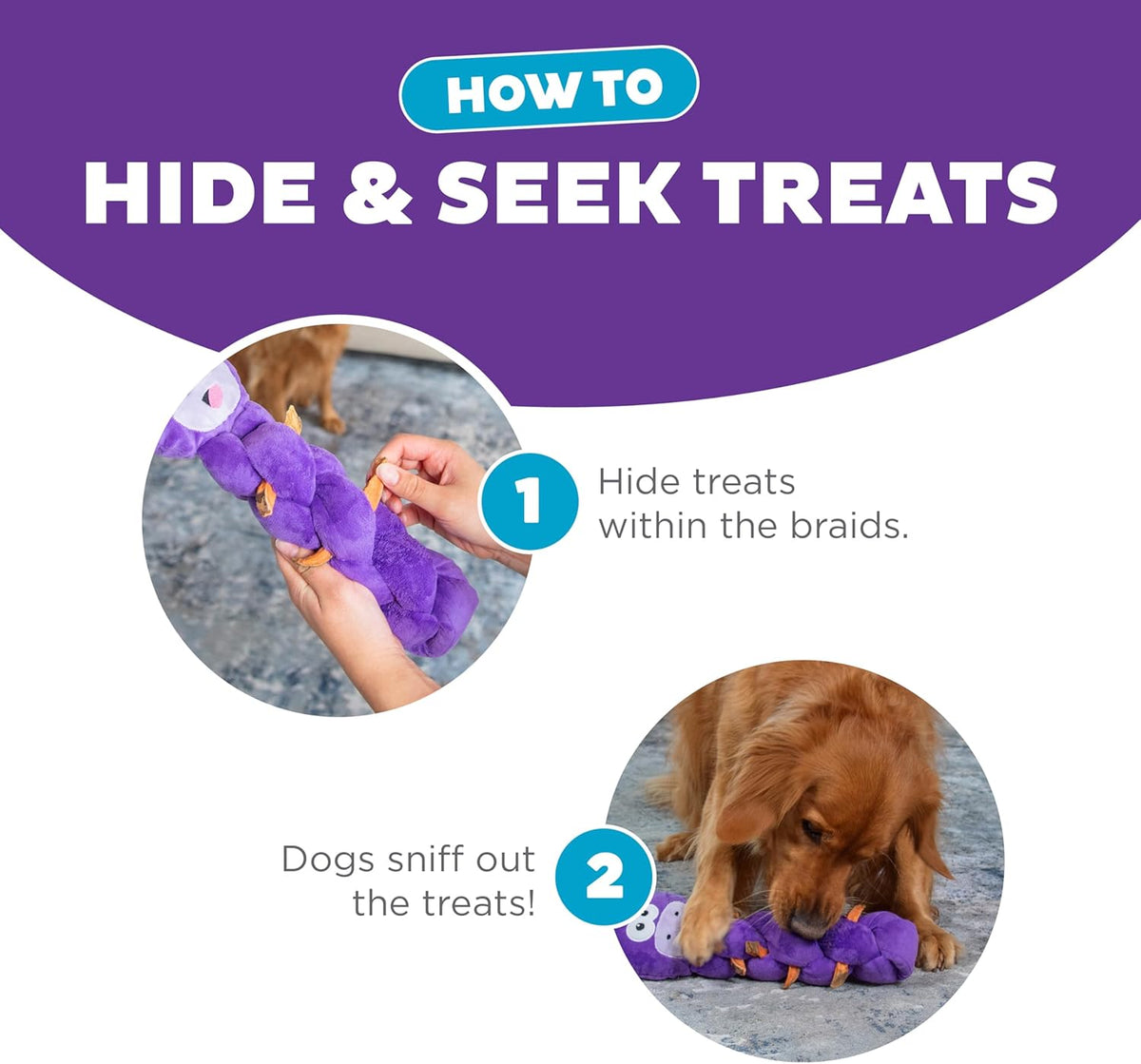Dog playing with Outward Hound Twistiez interactive plush toy