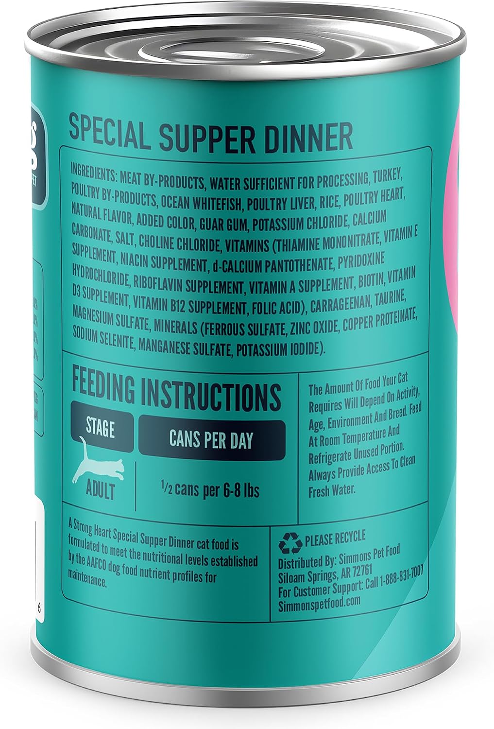Strongheart Wet Cat Food 13.2 Ounce Can Ingredients View
