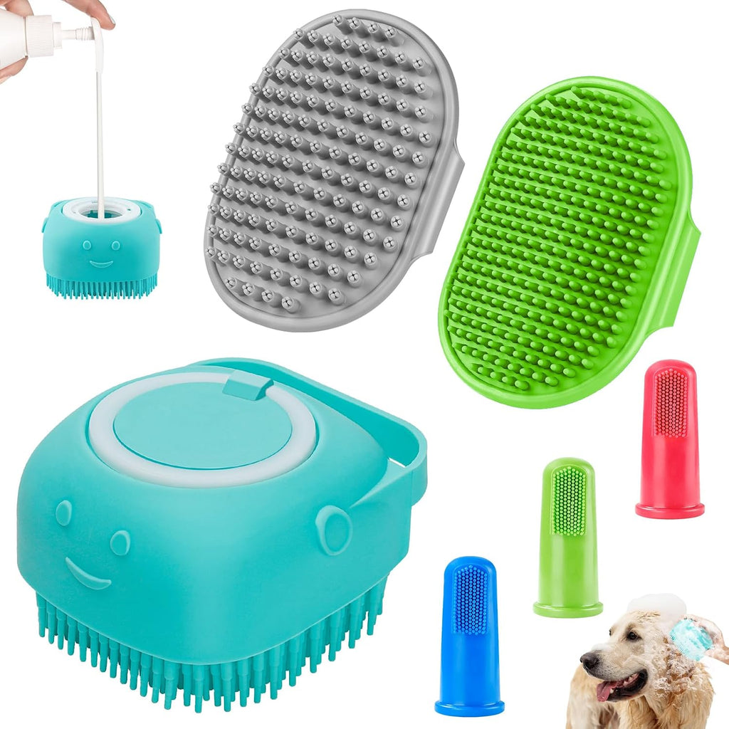 Comotech 6PCS Dog Bath Brush & Dog Toothbrush | Adjustable Handle Shampoo Brush & Scrubber for Short & Long Haired Dogs & Cats | Effectively Solve Odor & Stain Removal Problems (Blue Blue Blue.) - Image 9