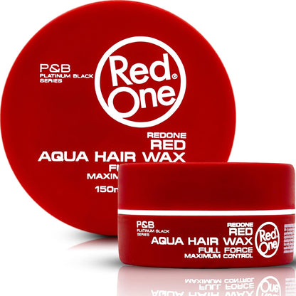RedOne Aqua Hair Wax Red 150ml front view container for strong hold styling.