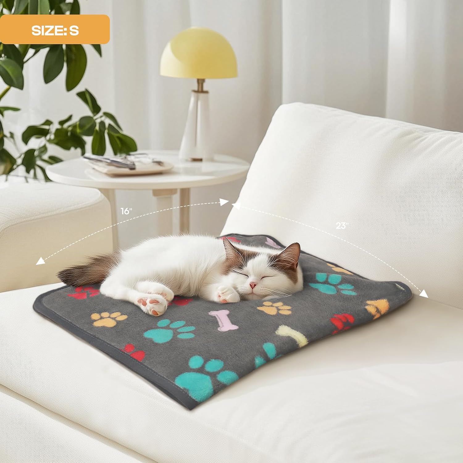 Luciphia soft skin friendly kitten blanket pack laid flat showing paw print texture