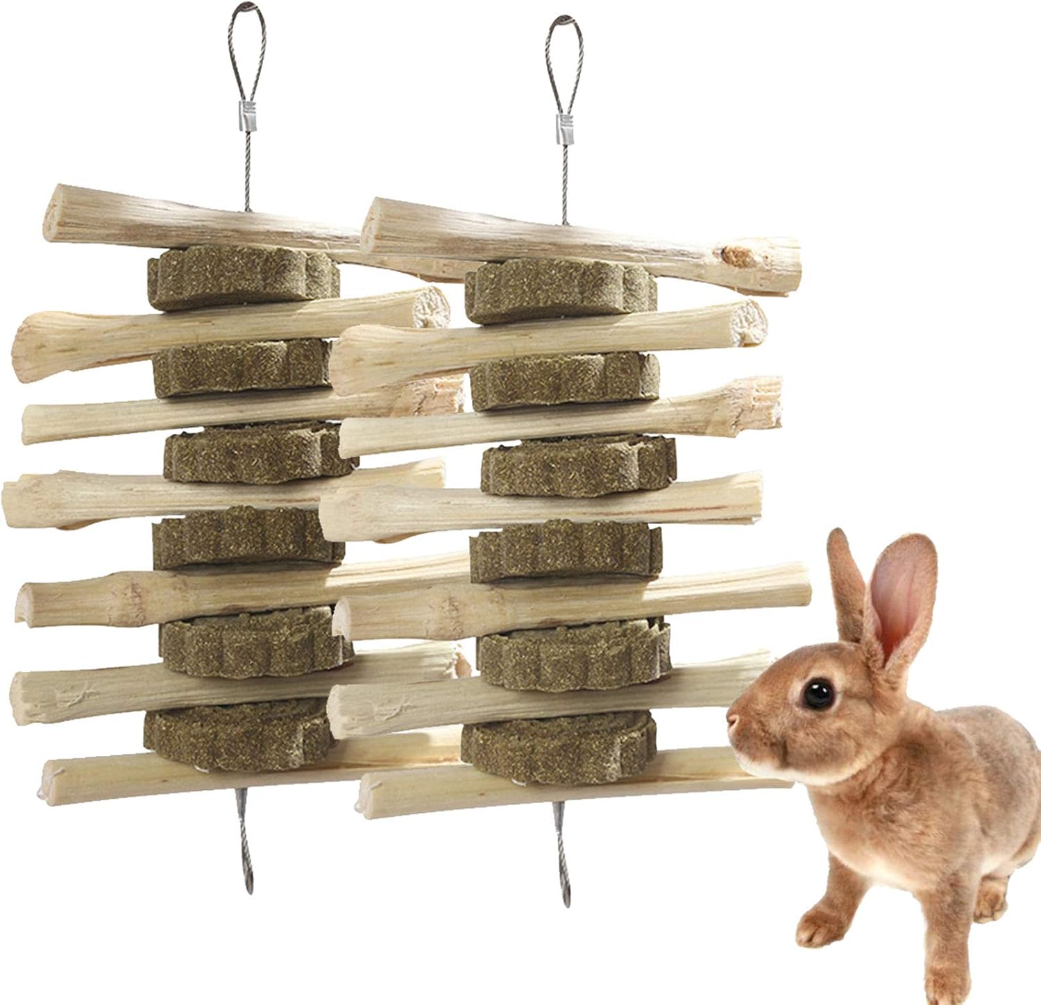 Kathson hanging bunny chew toys front view organic small animal treats