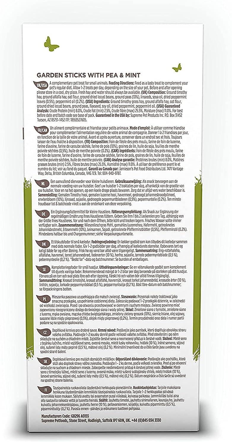 SupremePetfoods Selective Naturals Garden Sticks ingredients label