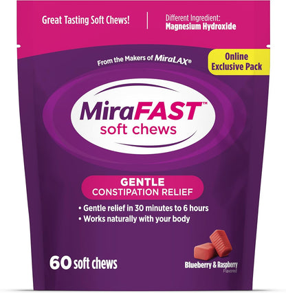 MiraLAX MiraFAST Soft Chews front packaging view