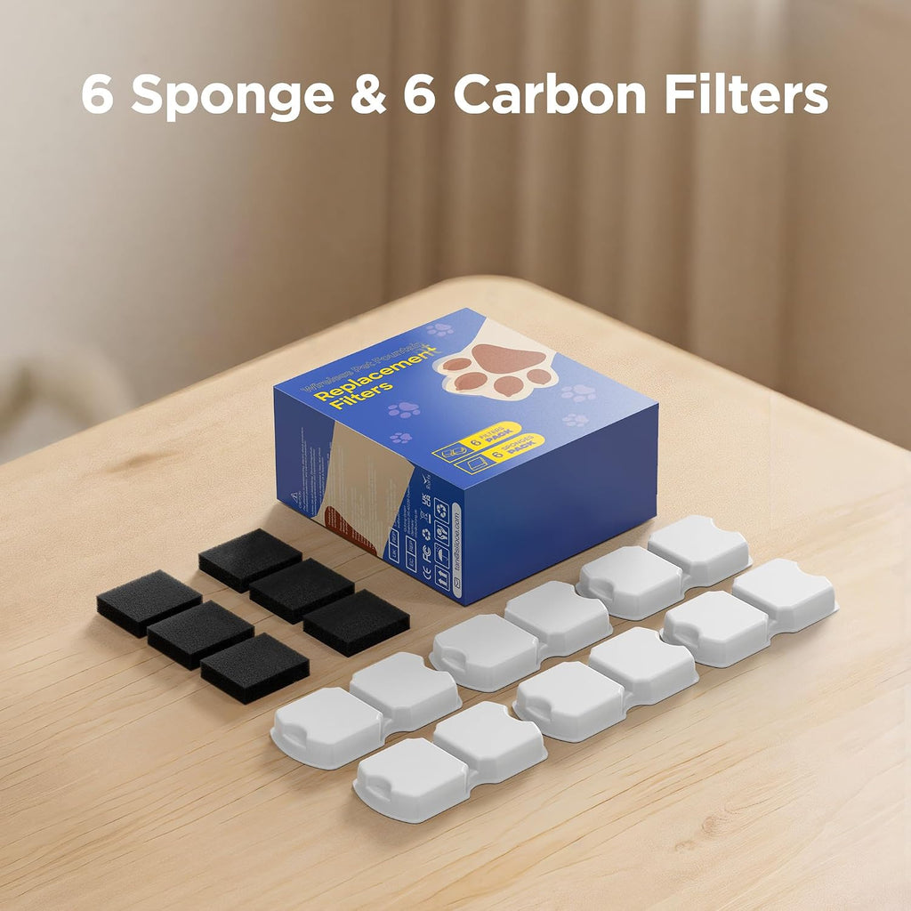 GIOTOHUN Cat Fountain Filters Replacement: 12 Cat Fountain Filter (6 Carbon + 6 Foam Filters) Suitable for GIOTOHUN S11 - Image 8