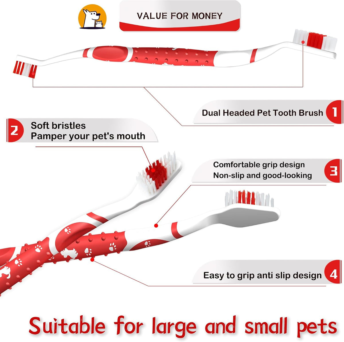 Finger toothbrush for cats and dogs on a hand
