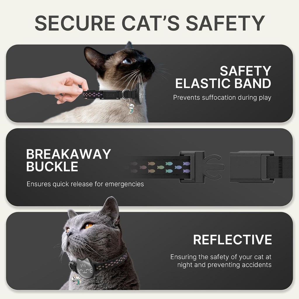 AirTag Cat Collar: Reflective Breakaway Collar, Hidden AirTag Holder - Image 4
