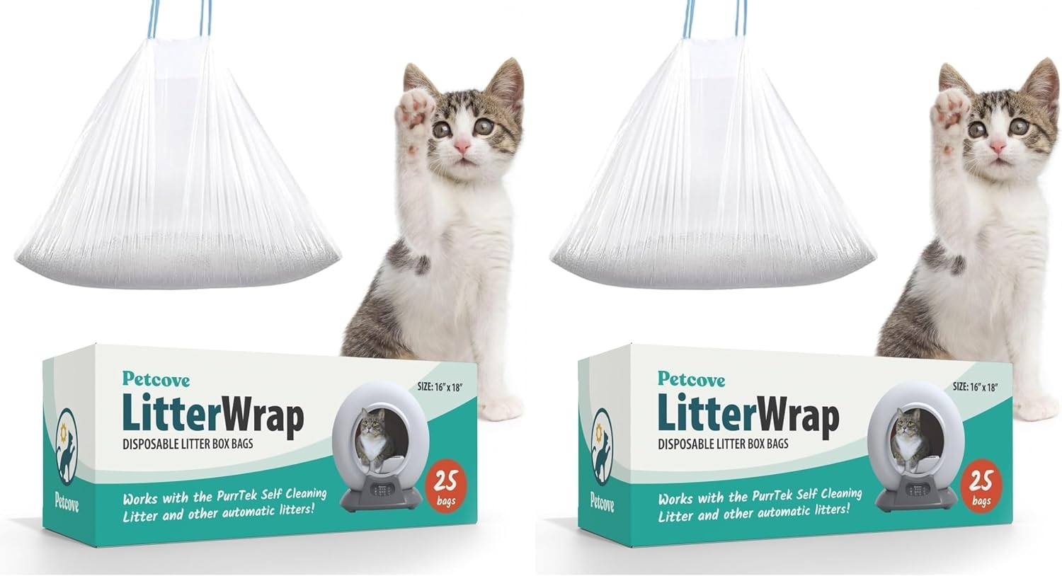 PurrTek Cat Litter Box Liners - LitterWrap Drawstring Bags for Automatic & Self-Cleaning Litter Boxes | Precision Fit, Jumbo Heavy-Duty, Leak-Proof, Unscented Odor Control, Replacement Refills - Image 12