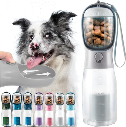 Portable Water Bottle for Small Dogs, 3 in 1 Animal Pet Travel Bowl Dispenser with Food Treat Container & Poop Bag Holder, Summer Hiking Walking Accessories for Puppy On The Go - Pink, 10oz - Image 9