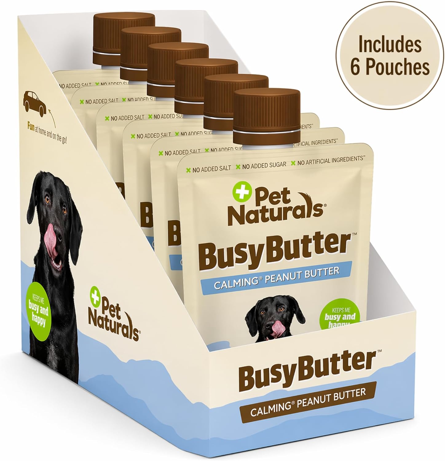 Organic calming dog treat being squeezed onto an interactive lick mat
