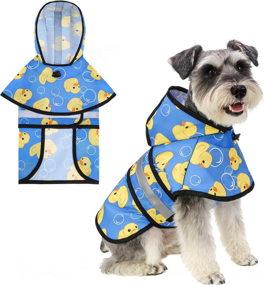 High visibility reflective dog rain poncho for nighttime pet safety
