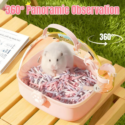 Hamster Carrier Cage, Portable Small Animal Carrier Cage with Water Bottle, Guinea Pig Outgoing Cage Hamster Travel Carry Case for Small Pets, Gerbils, Chinchillas, Dwarf Hamster - Image 7