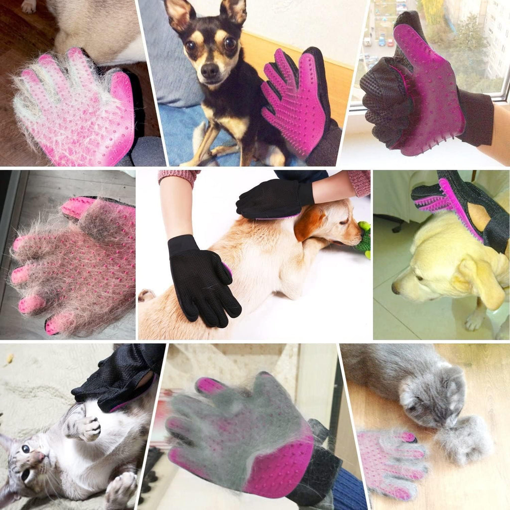 Adjustable velcro strap on the breathable pet grooming mitt for a universal hand fit