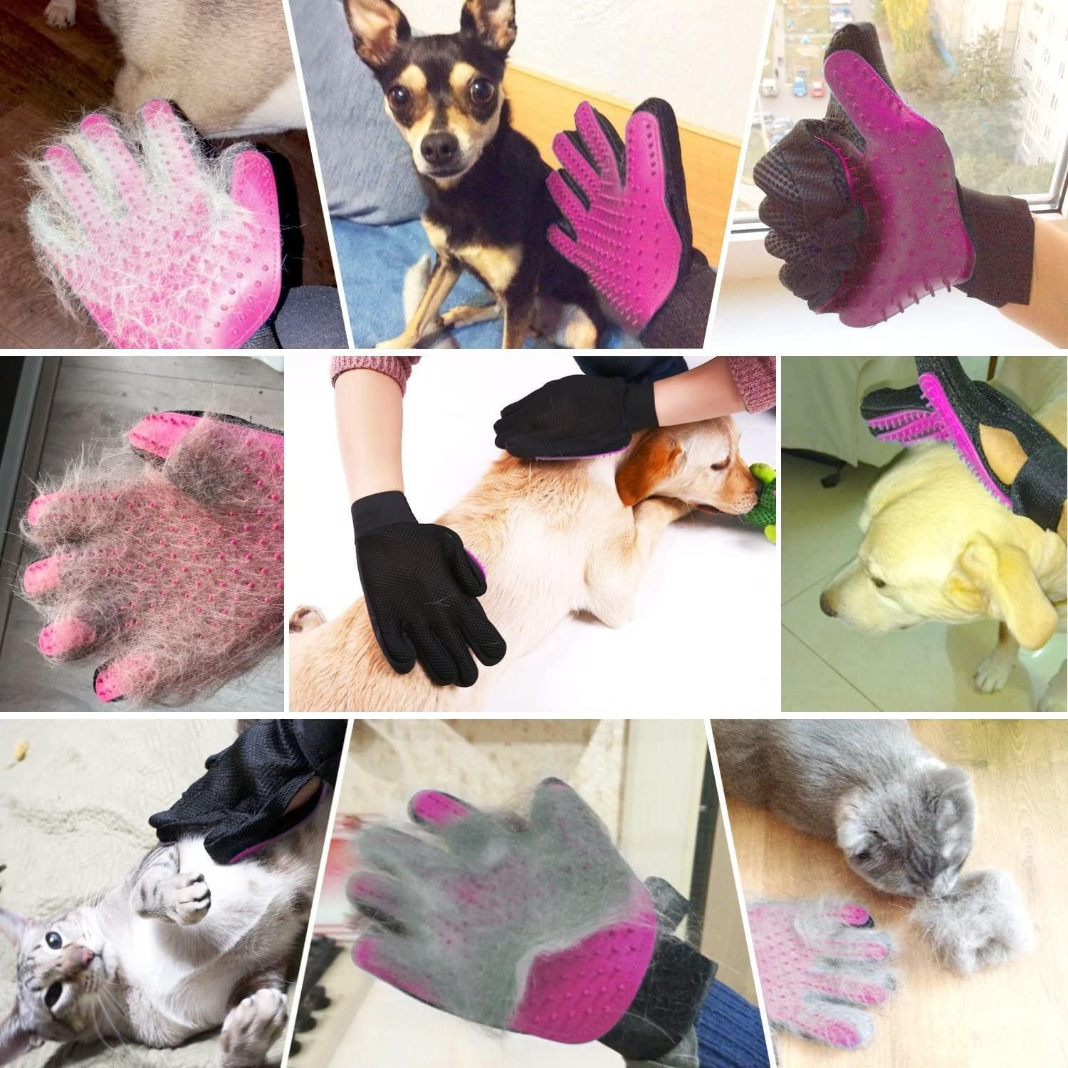 Adjustable velcro strap on the breathable pet grooming mitt for a universal hand fit