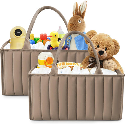 Sweet Dolphin 2-Pack Quilted Diaper Caddy Organizer front view