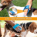 ROPO rubber pet bath brush showing the flexible strap adjustment for different hand sizes.