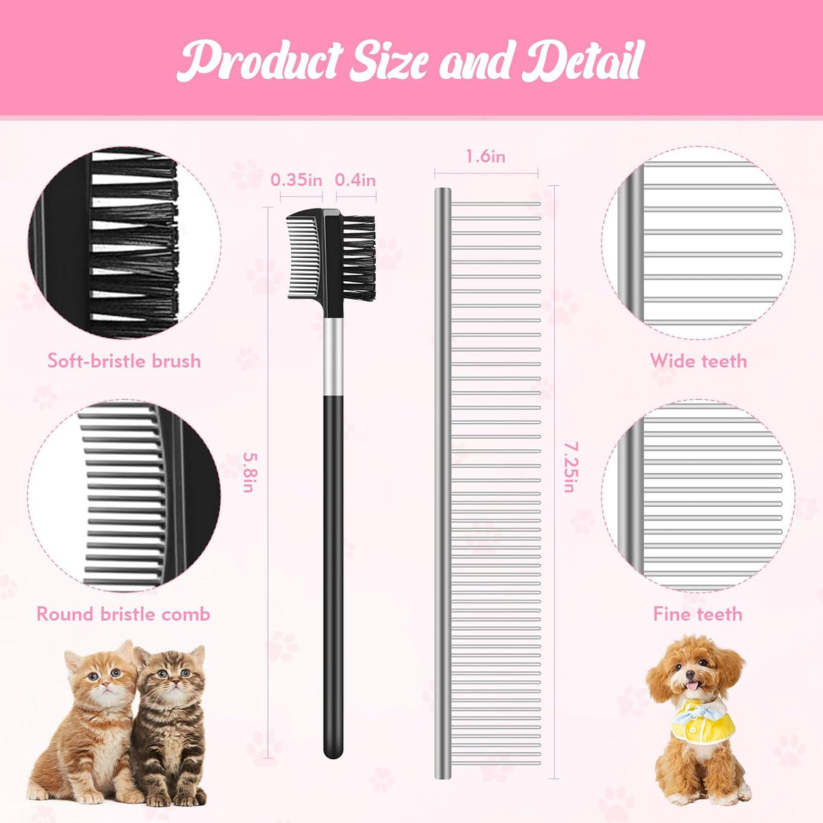 Kerros pet grooming kit wide-tooth dematting brush for dogs