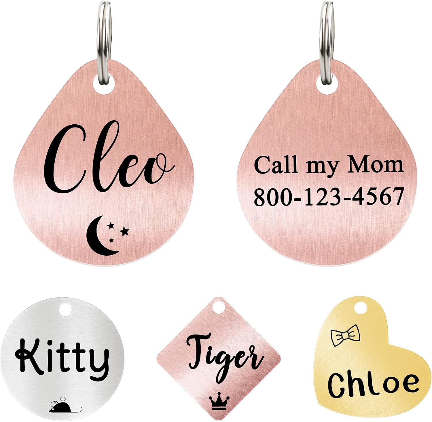Ultra Joys Cat ID Tag Personalized Pet Tags, Durable Stainless Steel Small Pet Mini Dog Cat Tag Lightweight - Fish Tag in Silver - Image 10