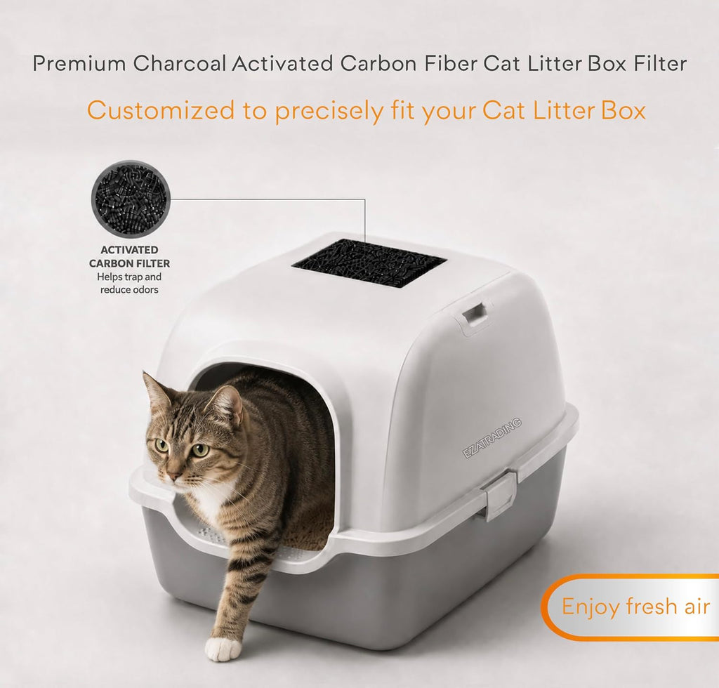 Pack of ten durable charcoal air deodorizer inserts for standard pet litter boxes.