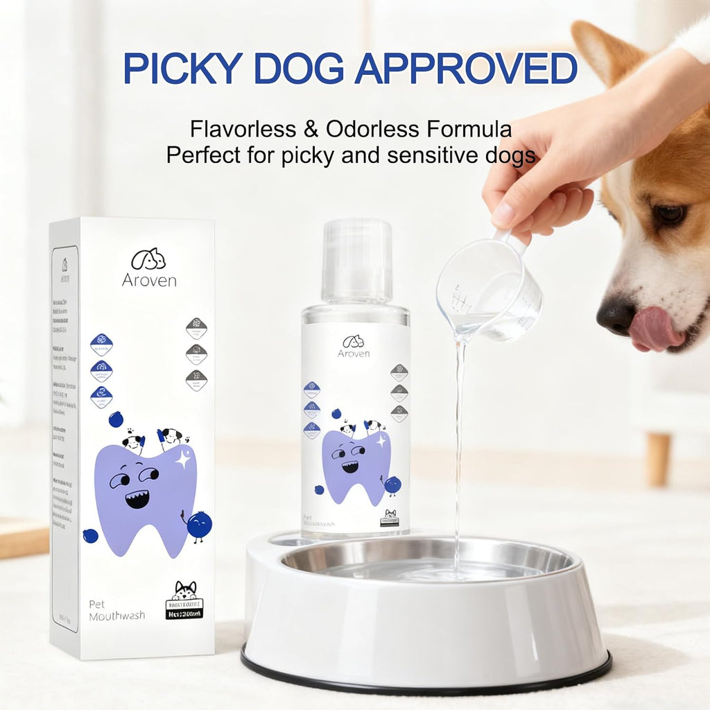 Aroven Dental Dog 7.05 ounce bottle size comparison and labeling