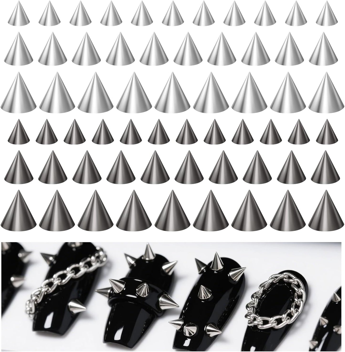 QfwdfcTrenz 3D Mini Metal Punk Nail Art Studs front view