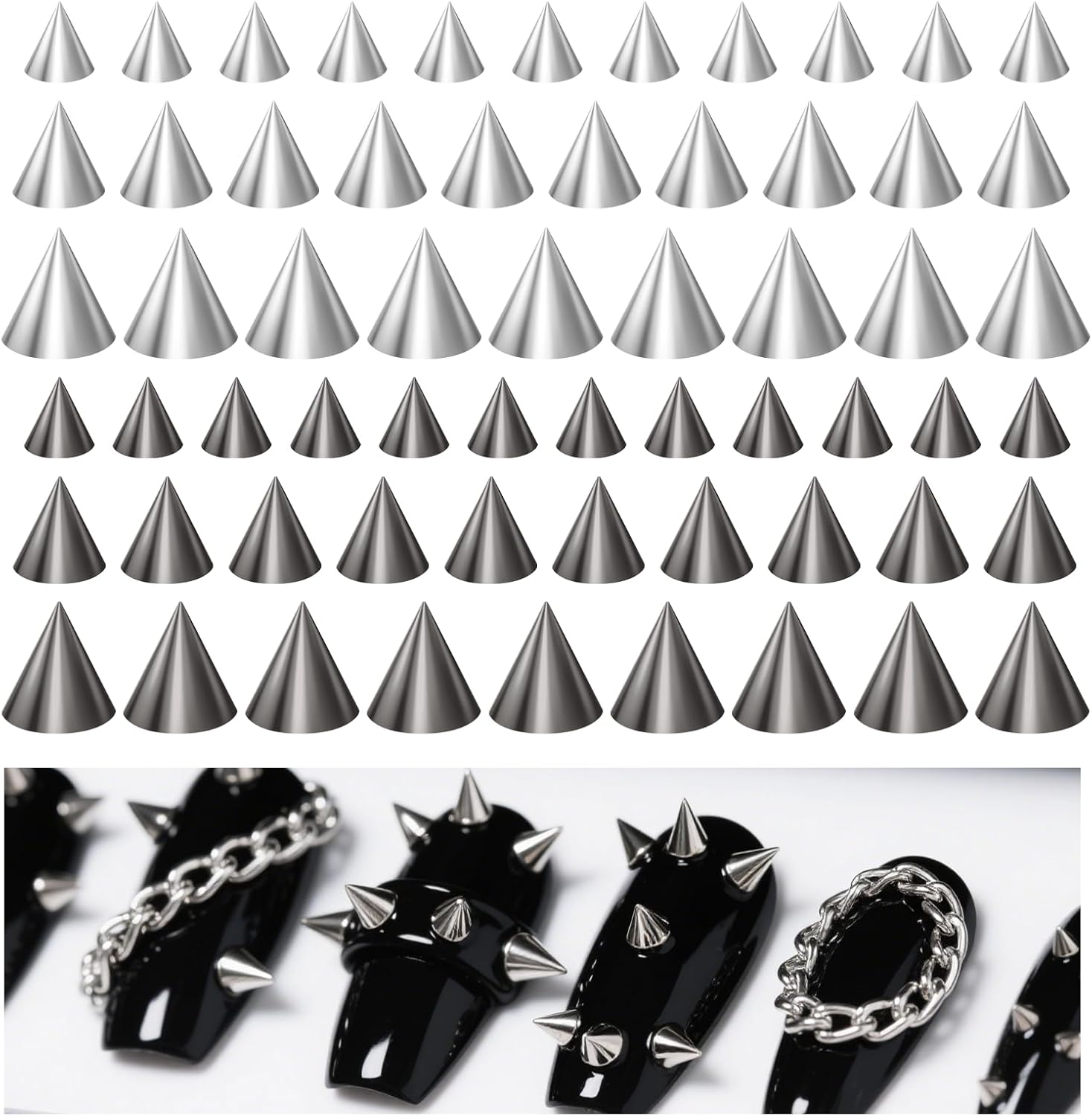 QfwdfcTrenz 3D Mini Metal Punk Nail Art Studs front view