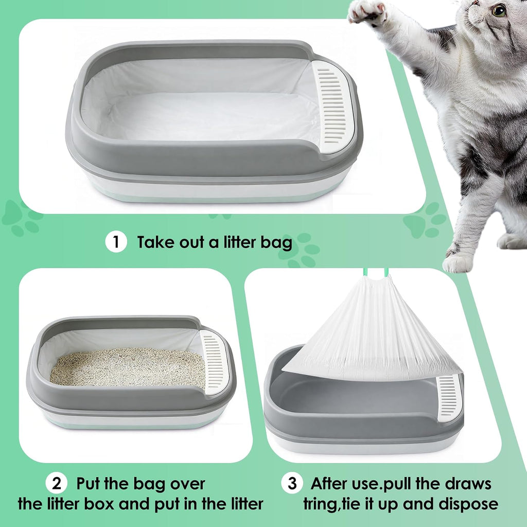 FortiCrest 30 count pack of jumbo size cat pan trash bags packaging layout